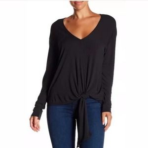 ASTR The Label Dark Charcoal Ruched Tie Front Sz S